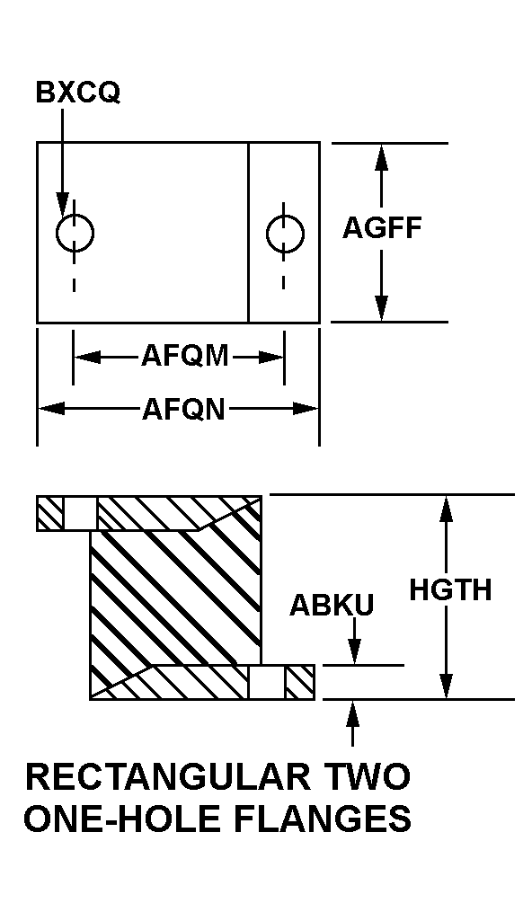 RECTANGULAR TWO ONE-HOLE FLANGES style nsn 5342-01-255-7927