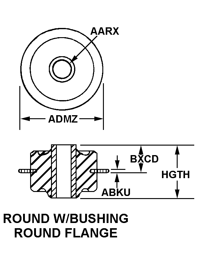 ROUND W/BUSHING ROUND FLANGE style nsn 5342-00-484-8588