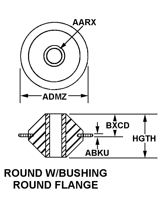 ROUND W/BUSHING ROUND FLANGE style nsn 5342-00-484-8588