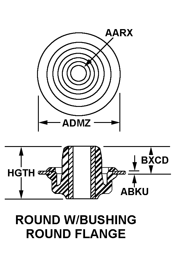 ROUND W/BUSHING ROUND FLANGE style nsn 5342-00-484-8588