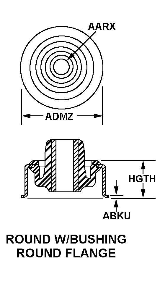 ROUND W/BUSHING ROUND FLANGE style nsn 5342-00-484-8588