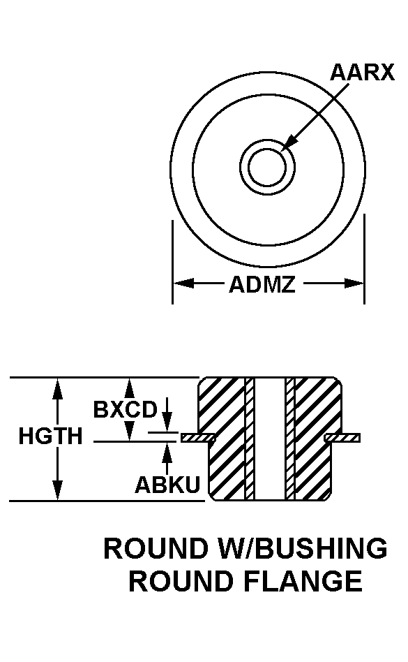 ROUND W/ BUSHING ROUND FLANGE style nsn 5340-01-550-6129