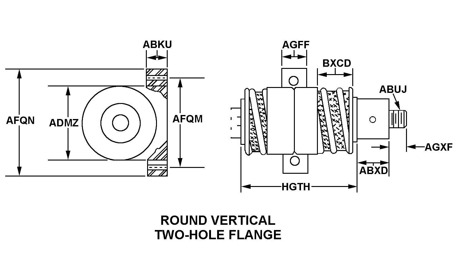 ROUND VERTICAL TWO-HOLE FLANGE style nsn 5342-00-921-8654