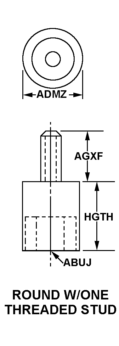 ROUND W/ONE THREADED STUD style nsn 5340-01-628-2416
