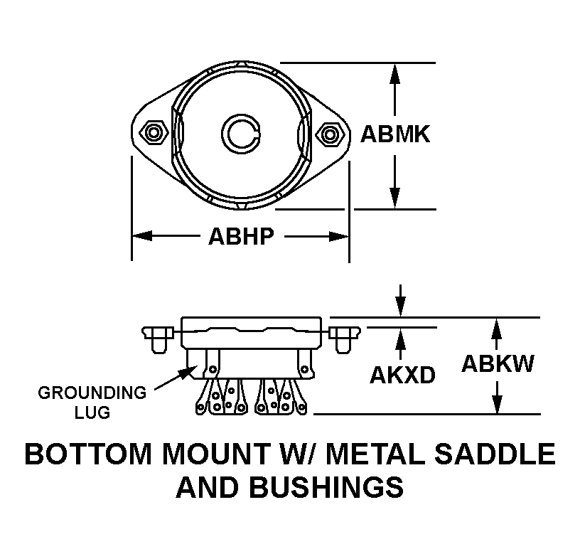 BOTTOM MOUNT W/METAL SADDLE AND BUSHINGS style nsn 5935-00-232-3715