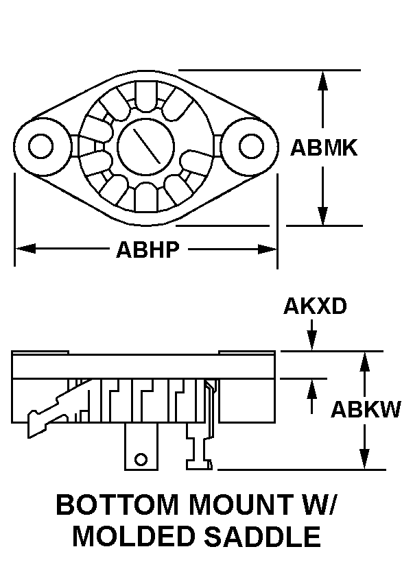 BOTTOM MOUNT W/MOLDED SADDLE style nsn 5935-00-015-3858