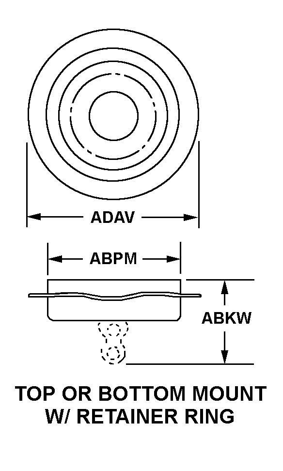 TOP OR BOTTOM MOUNT W/RETAINER RING style nsn 5935-00-701-7595