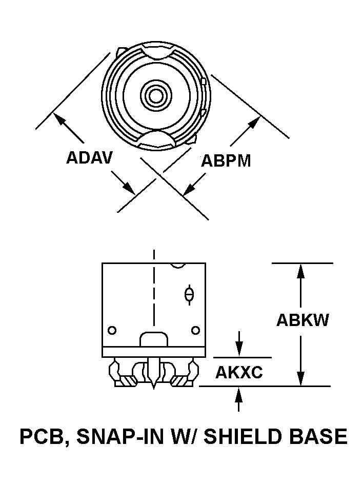 PCB, SNAP-IN W/SHIELD BASE style nsn 5935-00-501-6348