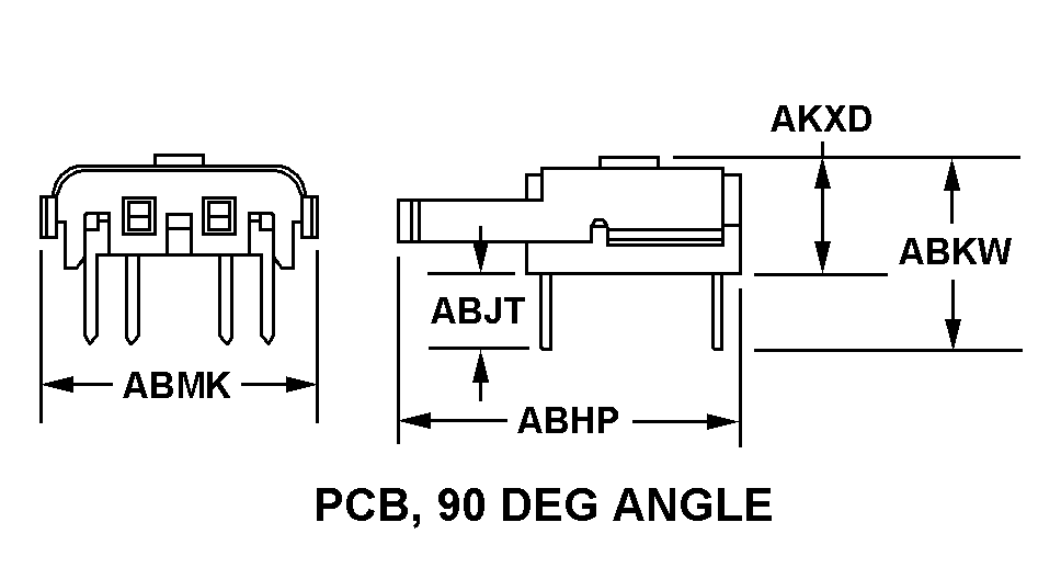 PCB, 90 DEG ANGLE style nsn 5935-00-779-4532