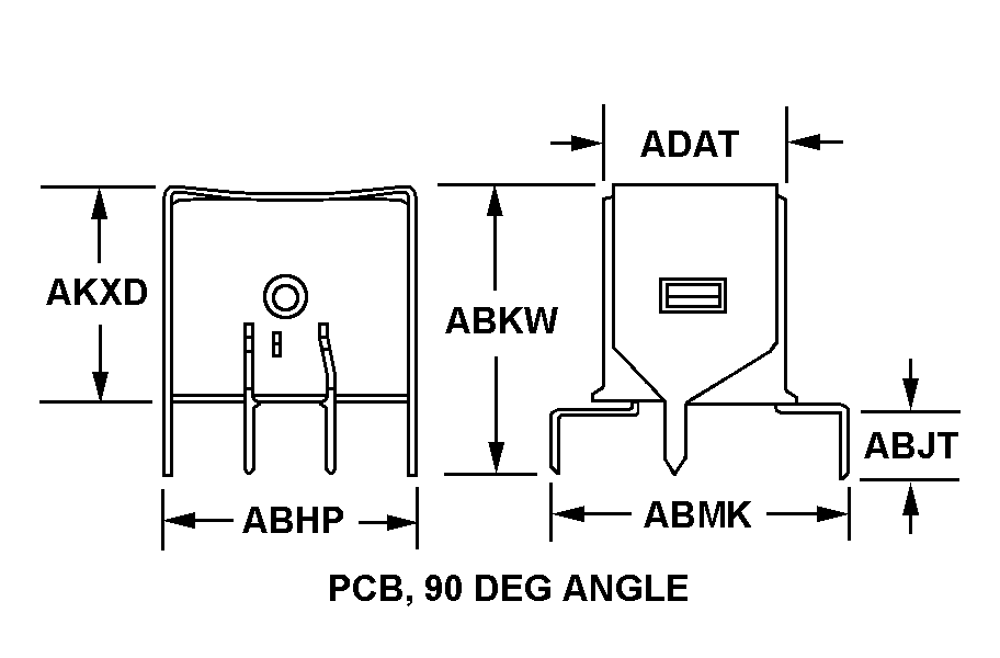 PCB, 90 DEG ANGLE style nsn 5935-00-779-4532