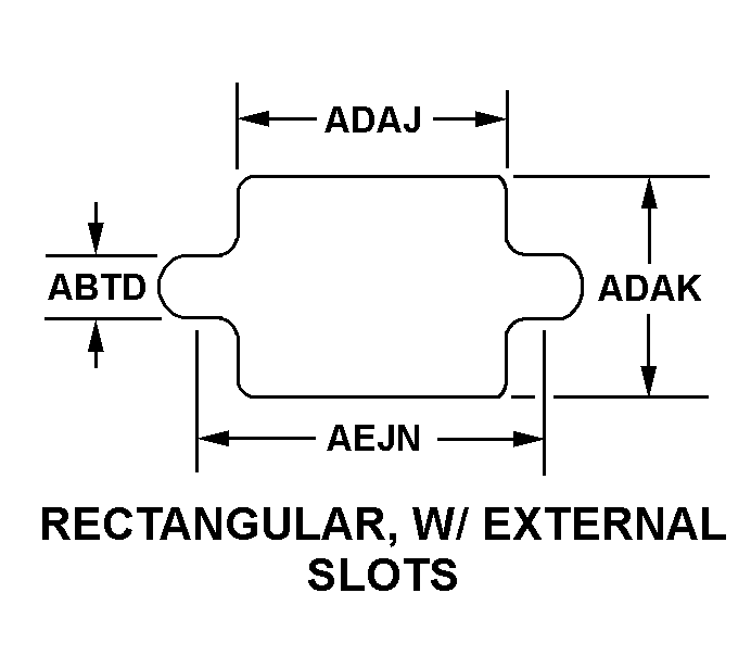 RECTANGULAR, W/EXTERNAL SLOTS style nsn 5935-01-289-2079