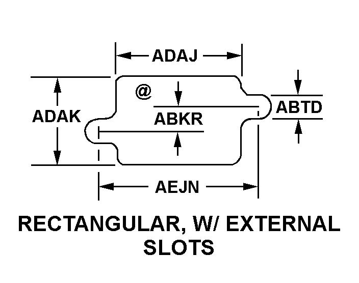 RECTANGULAR, W/EXTERNAL SLOTS style nsn 5935-01-041-7898