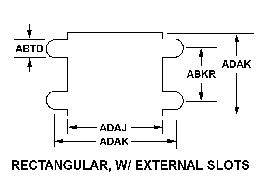 RECTANGULAR, W/EXTERNAL SLOTS style nsn 5935-01-289-2079