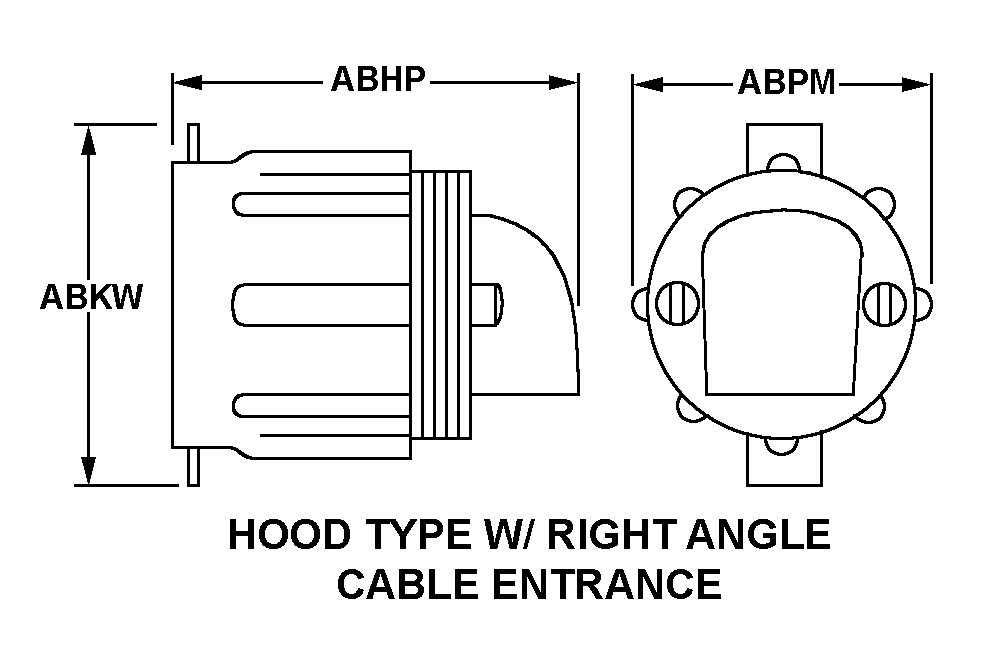 HOOD TYPE W/RIGHT ANGLE CABLE ENTRANCE style nsn 5935-00-461-0454