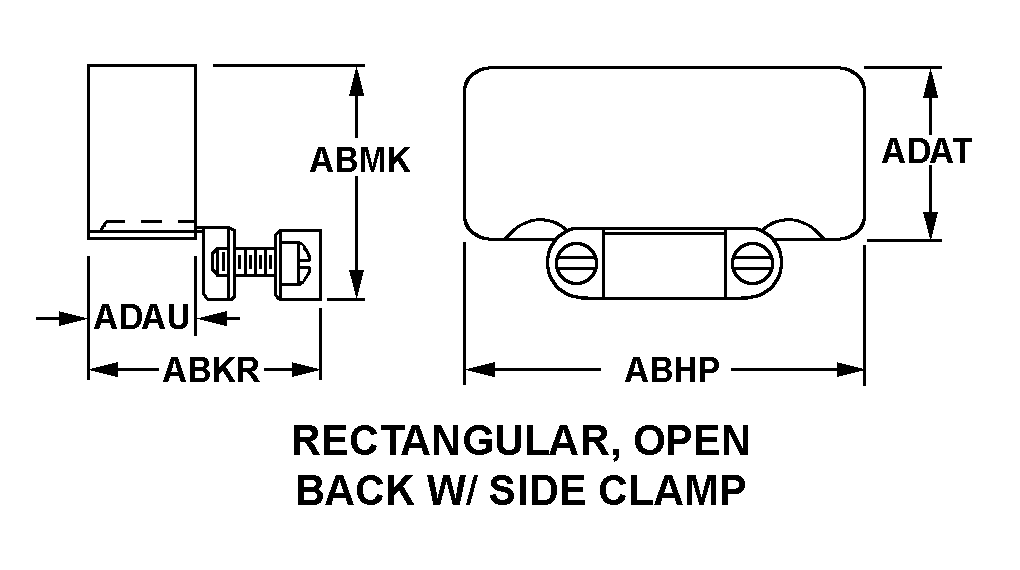 RECTANGULAR, OPEN BACK W/SIDE CLAMP style nsn 5935-01-381-4122