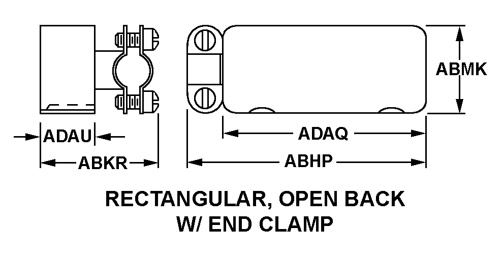 RECTANGULAR, OPEN BACK W/END CLAMP style nsn 5935-01-029-6560