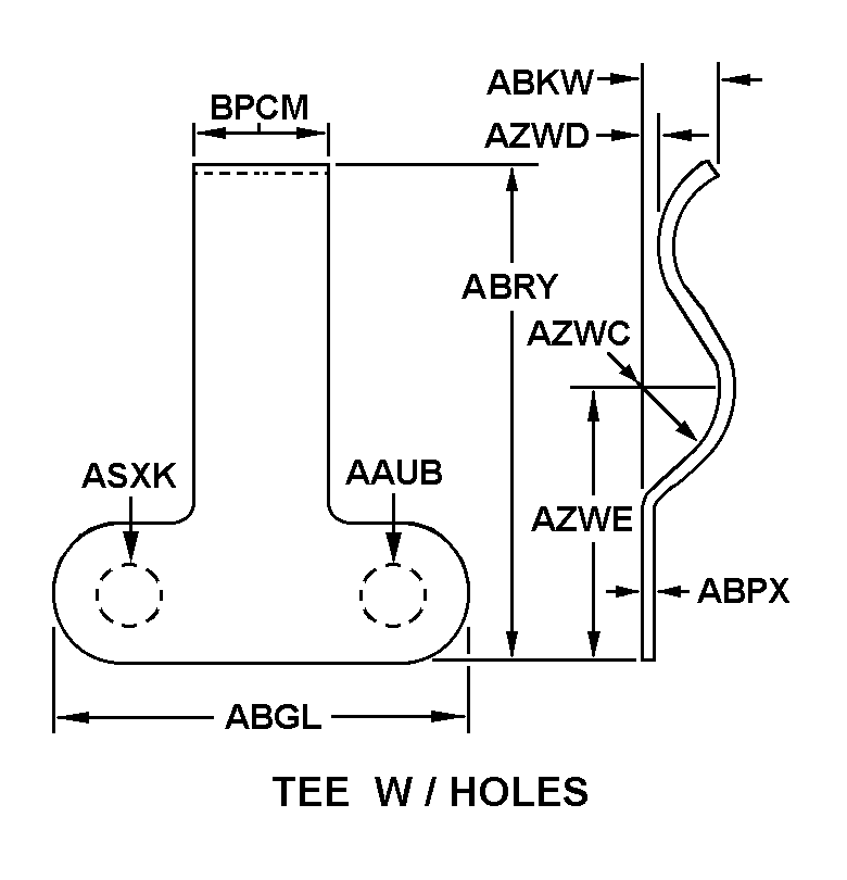 TEE W/ HOLES style nsn 5340-01-416-5240