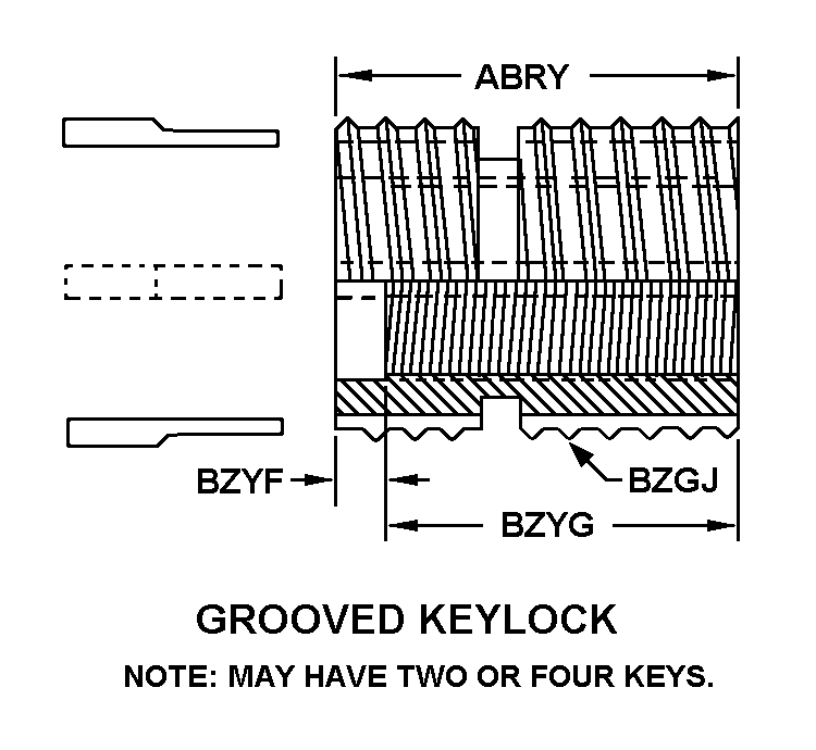 GROOVED KEYLOCK style nsn 5325-00-805-0339
