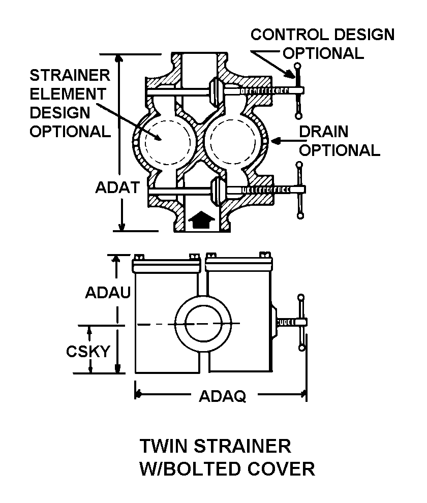 TWIN STRAINER W/BOLTED COVER style nsn 4730-01-395-4019