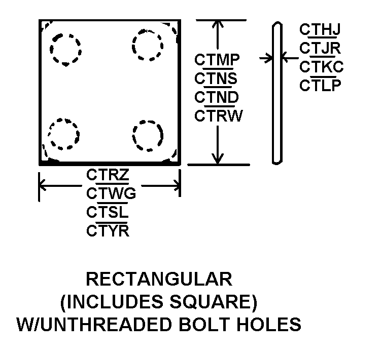 RECTANGULAR W/UNTHREADED BOLT HOLES style nsn 4330-01-286-4659