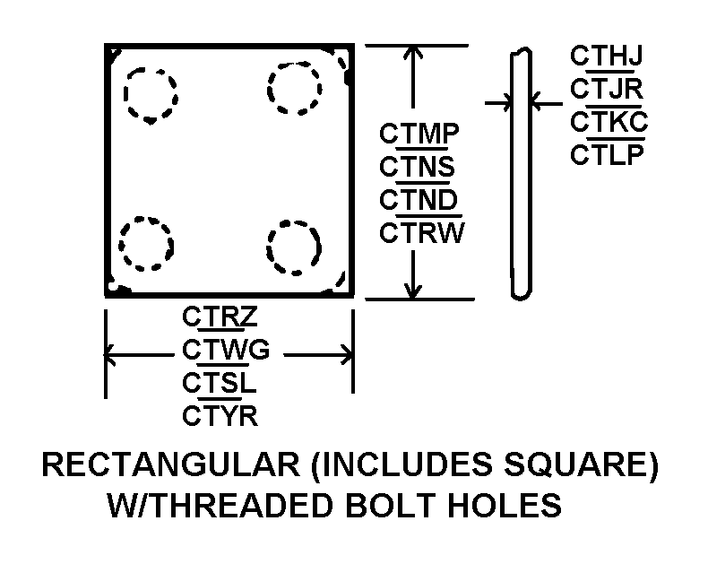 RECTANGULAR W/THREADED BOLT HOLES style nsn 4330-01-346-9879