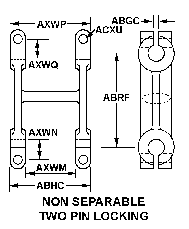 NON SEPARABLE TWO PIN LOCKING style nsn 2510-00-318-1138
