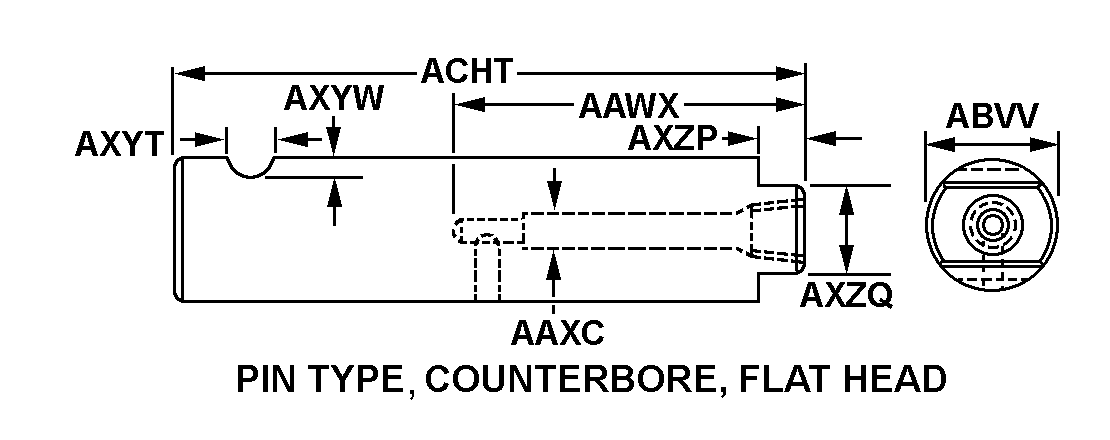 PIN TYPE, COUNTERBORE, FLAT HEAD style nsn 2510-00-741-2376