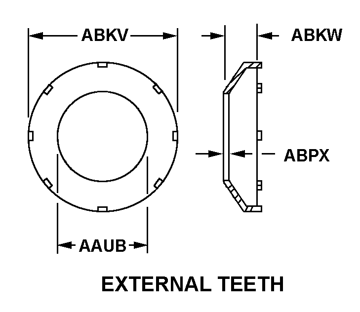 EXTERNAL TEETH style nsn 5310-01-088-6097