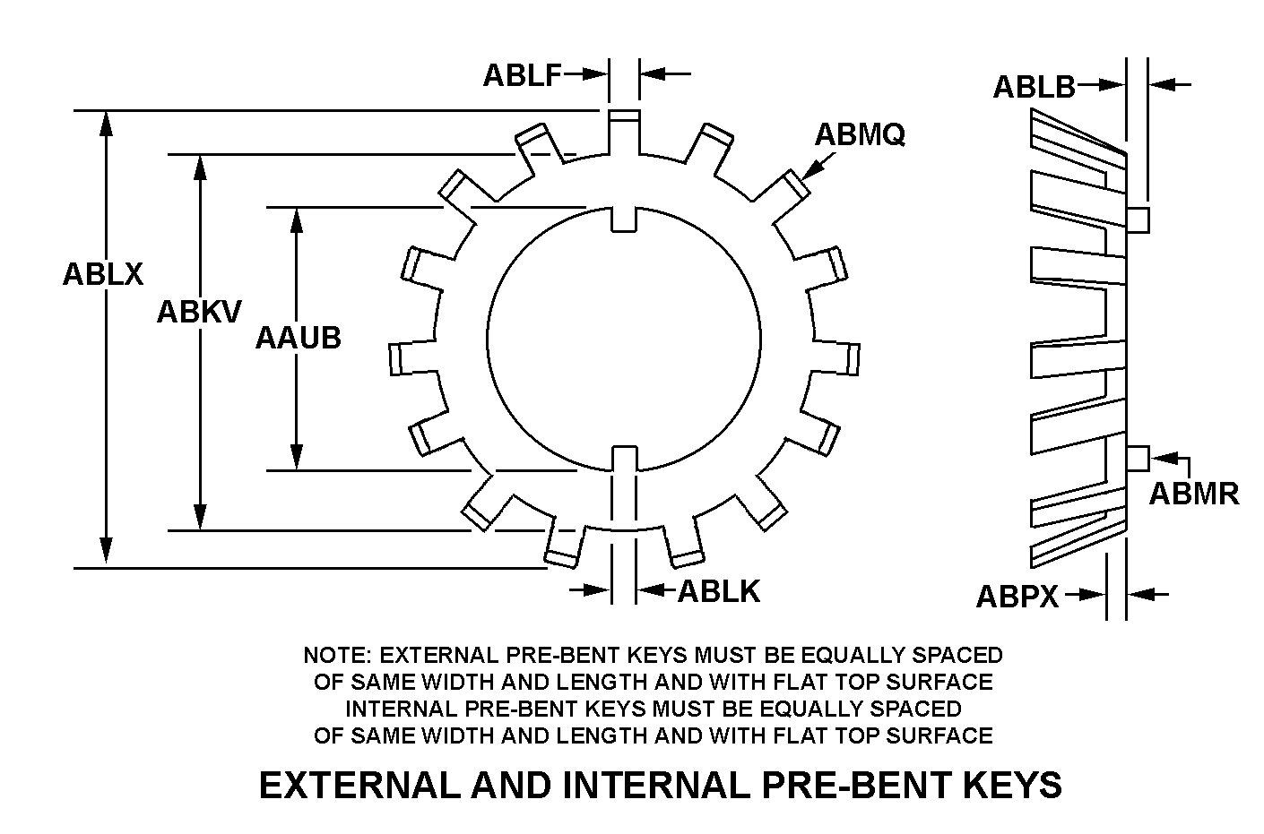 EXTERNAL AND INTERNAL PRE-BENT KEYS style nsn 5310-00-365-2316