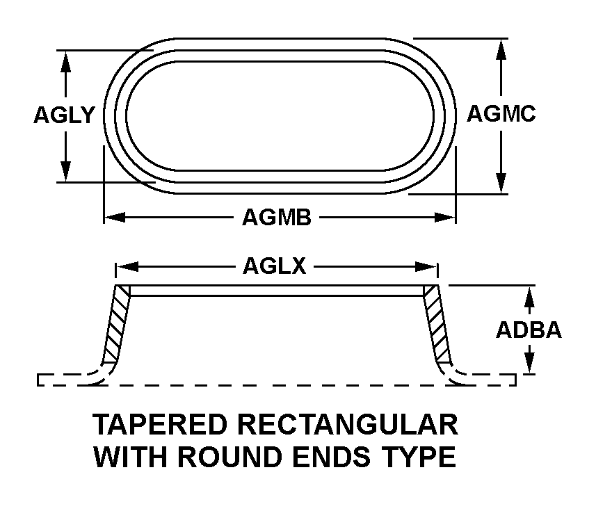 TAPERED RECTANGULAR WITH ROUND ENDS TYPE style nsn 5325-00-231-6625