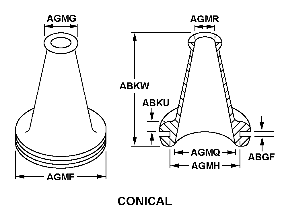 CONICAL style nsn 5325-00-374-2047