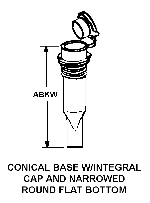 CONICAL BASE W/INTEGRAL CAP AND NARROWED ROUND FLAT BOTTOM style nsn 6630-01-262-5055