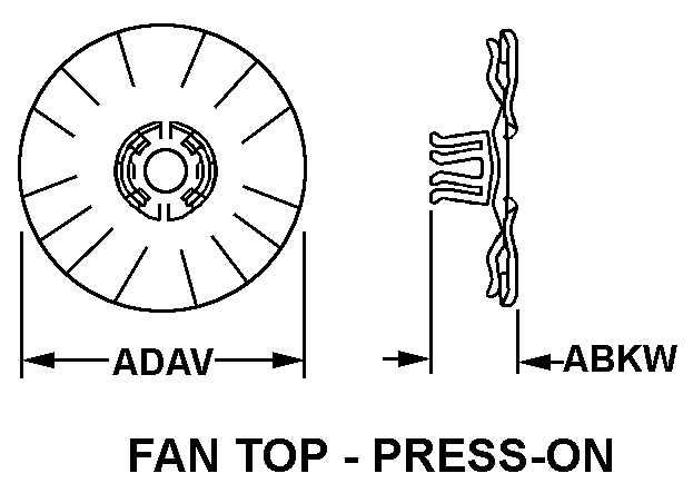 FAN TOP - PRESS-ON style nsn 5999-01-432-7719