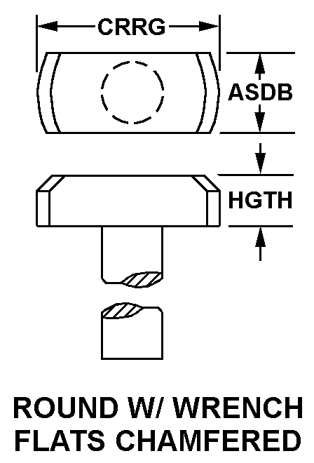 ROUND W/WRENCH FLATS CHAMFERED style nsn 5315-00-102-4448