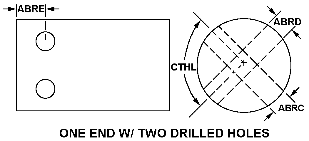 ONE END W/TWO DRILLED HOLES style nsn 5315-01-019-7219