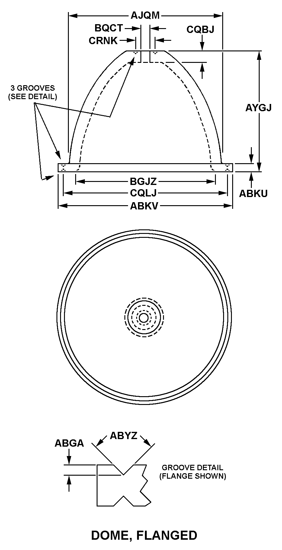 DOME, FLANGED style nsn 5970-00-144-1593