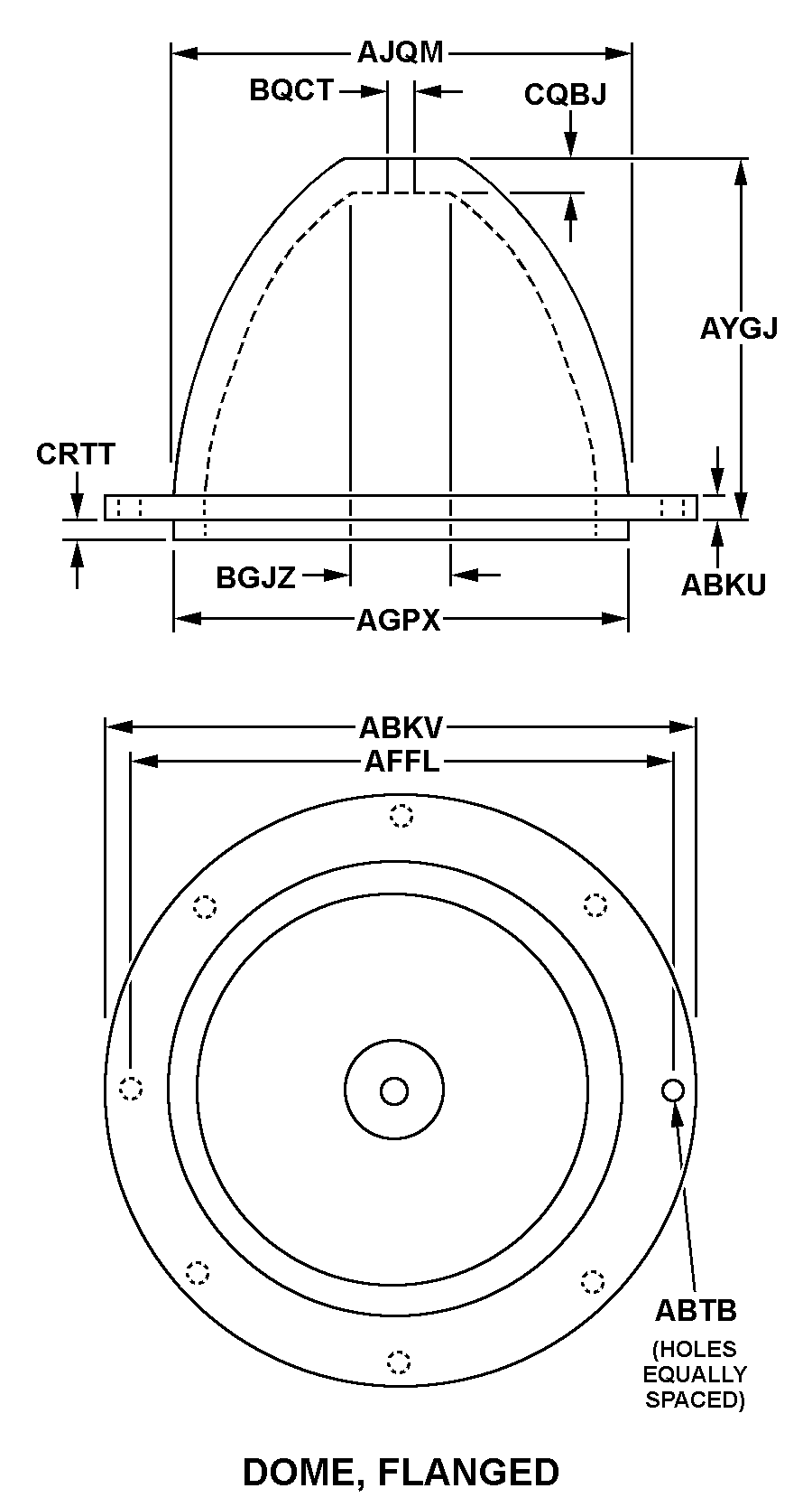 DOME, FLANGED style nsn 5970-00-144-1593