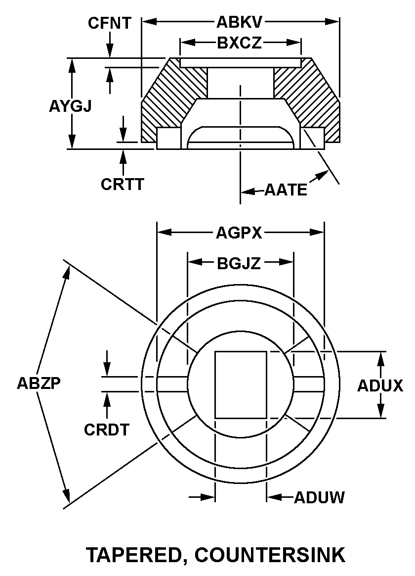 TAPERED, COUNTERSINK style nsn 5970-00-561-7872
