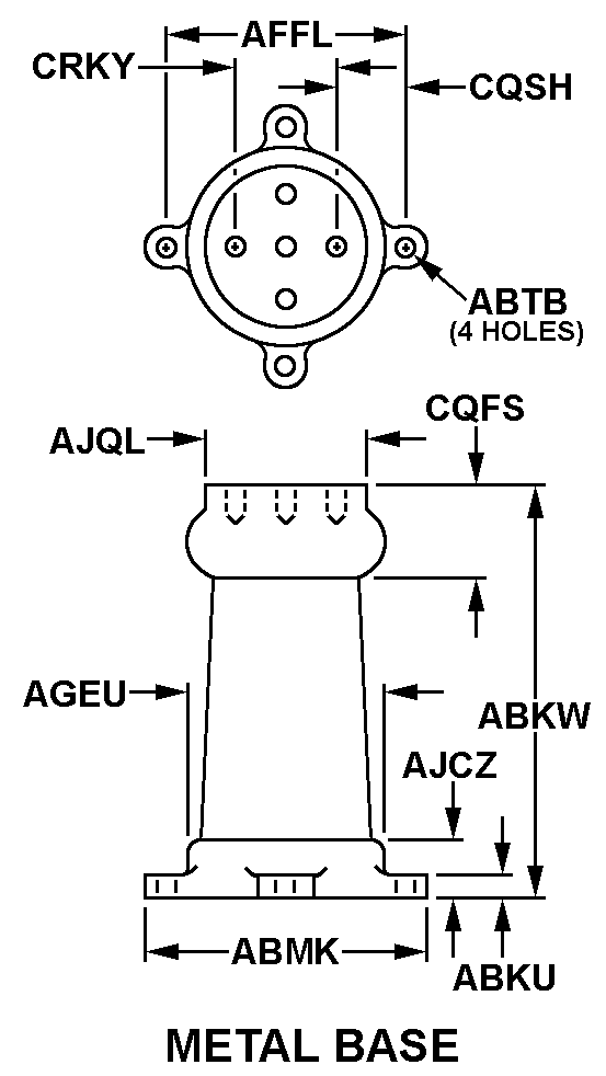 METAL BASE style nsn 5970-00-914-5249