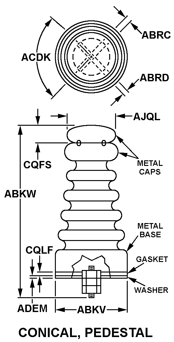 CONICAL, PEDESTAL style nsn 5970-01-104-1824
