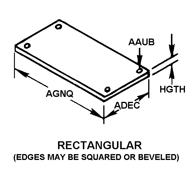 RECTANGULAR (EDGES MAY BE SQUARED OR BEVELED) style nsn 5340-01-466-4100