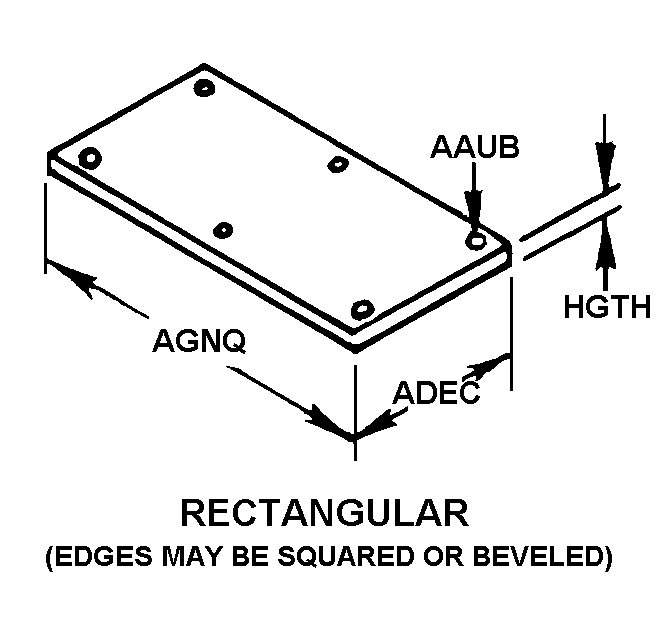 RECTANGULAR (EDGES MAY BE SQUARED OR BEVELED) style nsn 5340-01-466-4095