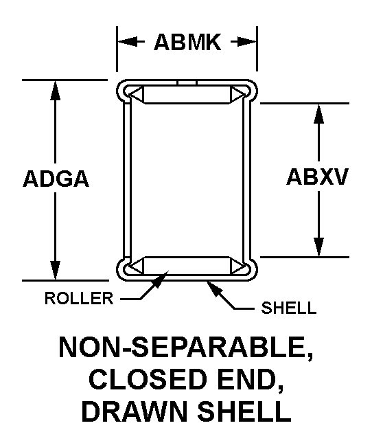 NON-SEPARABLE, CLOSED END, DRAWN SHELL style nsn 3110-00-316-7477