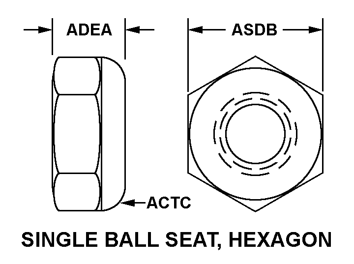 SINGLE BALL SEAT, HEXAGON style nsn 5310-00-796-0620