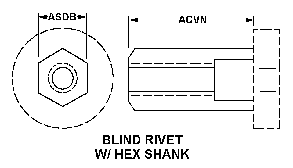 BLIND RIVET W/HEX SHANK style nsn 5310-00-487-6435