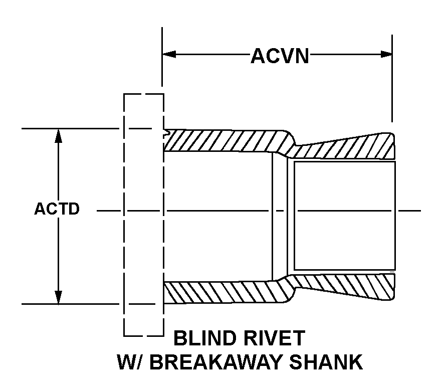 BLIND RIVET W/BREAKAWAY SHANK style nsn 5310-01-413-3276