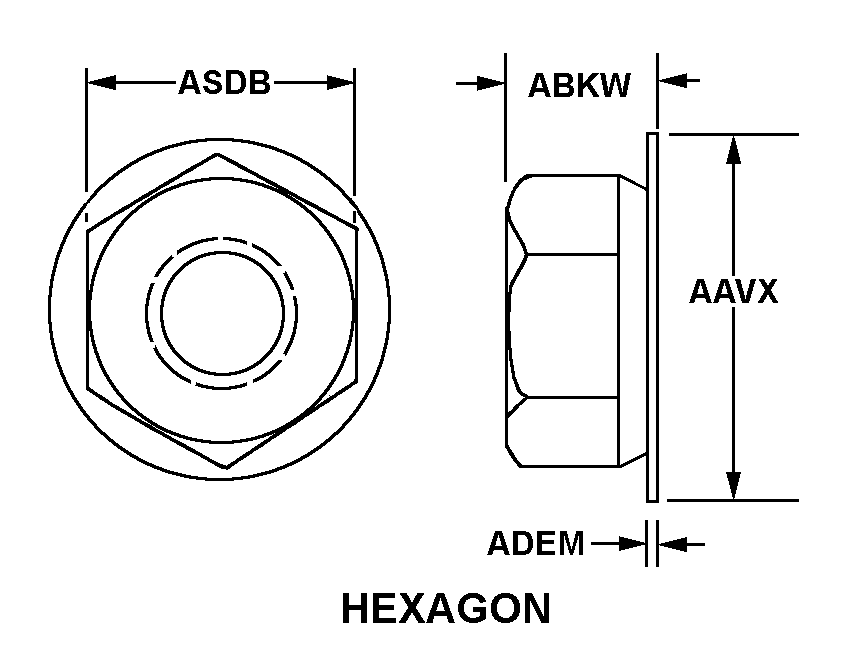 HEXAGON style nsn 5310-00-007-5864