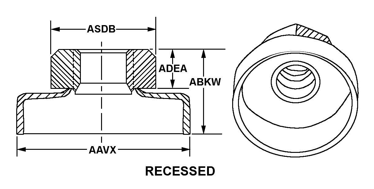 RECESSED style nsn 5310-00-958-6562