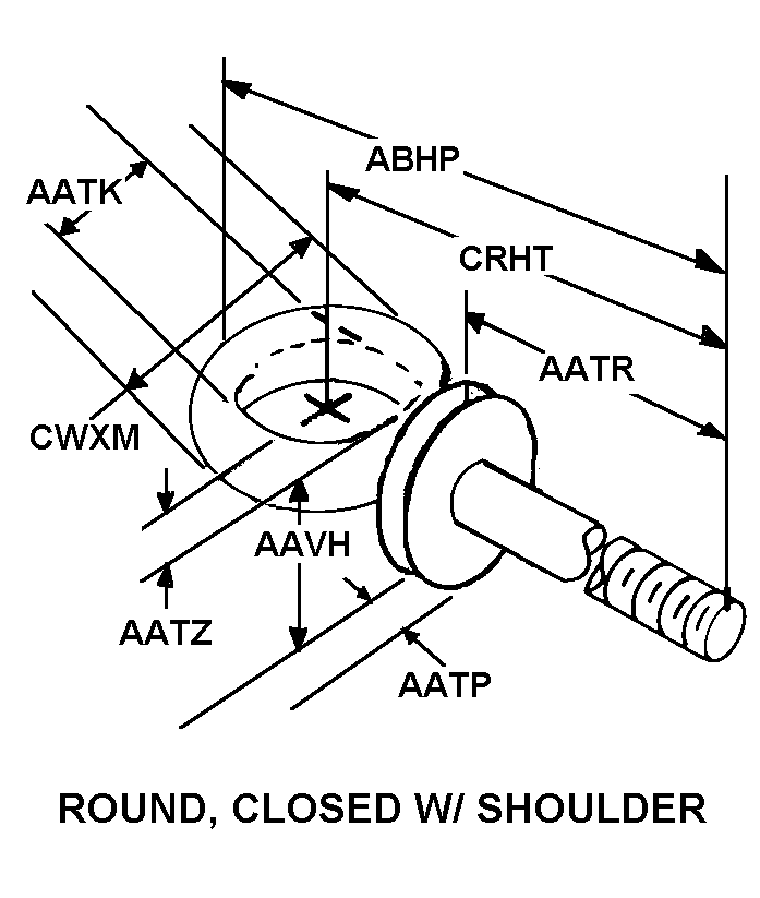ROUND, CLOSED W/SHOULDER style nsn 5306-01-125-1990