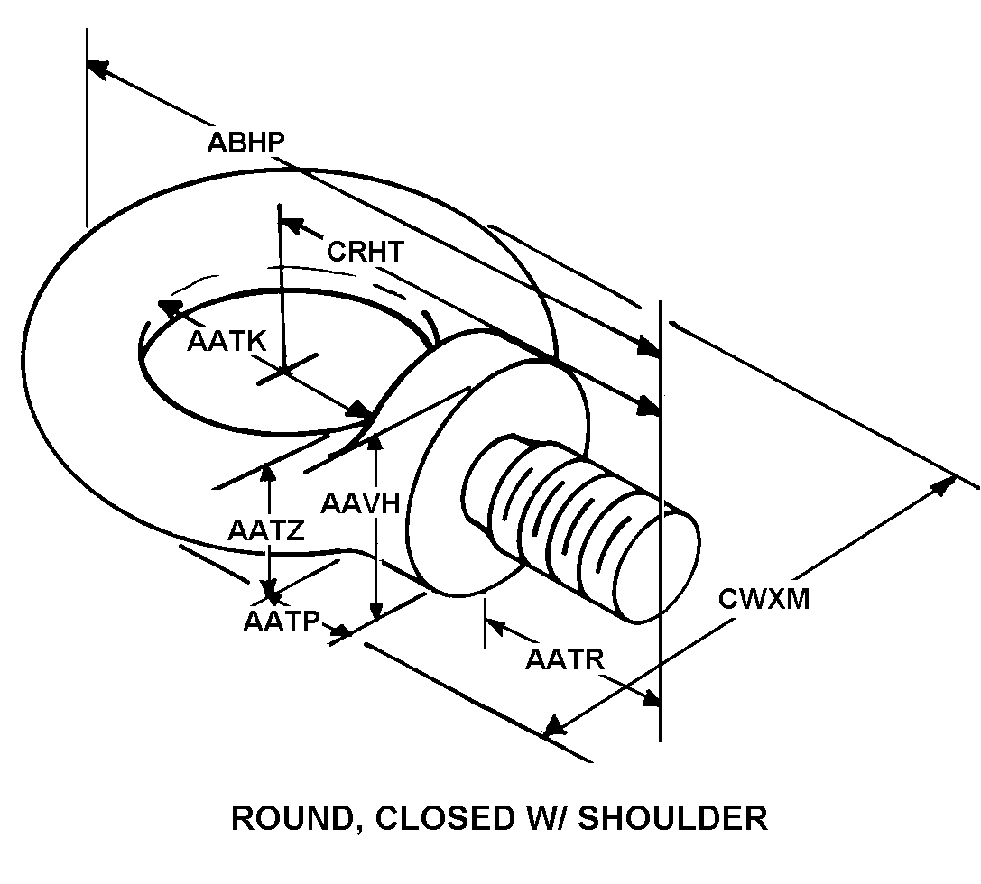 ROUND, CLOSED W/SHOULDER style nsn 5306-01-125-1990